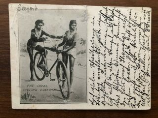 British India Old Postcard Cycling Custme Bike Sea Post To Austria 1902