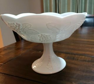 Vintage Milk Glass - White Fruit Bowl Dish Vase 7 