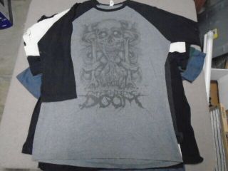 Rare Oop Impending Doom Shirt Large Death Metal Punk 3/4 Sleeves Sleeping Giant