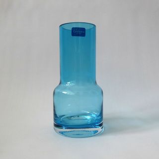 Kingfisher Blue Turquoise Caithness Glass Vase.  Label,  Cased,  Signed.  15cm 1990s