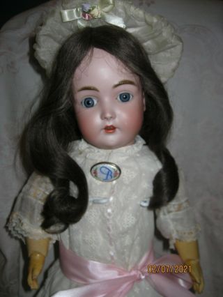 Antique 21 " Kestner 171 Bisque Head Doll In Lovely Antique Dress