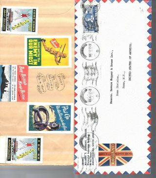 South Africa Stamps Collectables Ww2 Patriotic Labels On 2 Covers.