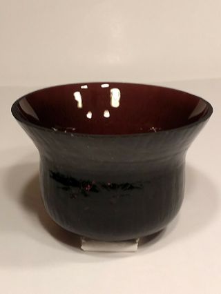 Vintage Czech Hand Blown Black Amethyst 4.  75 " Small Botanical Crackle Glass Vase
