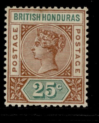 British Honduras Qv Sg61,  25c Red - Brown & Green,  M.  Cat £100.