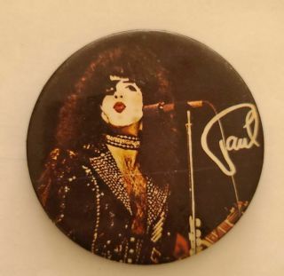 Paul Stanley Of Kiss Vintage 3 Inch Picture Pin Rare Button