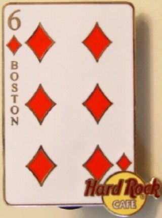 6 Of Diamonds - Boston Hard Rock Cafe Playing Card Series Pin - Le 1000 2002