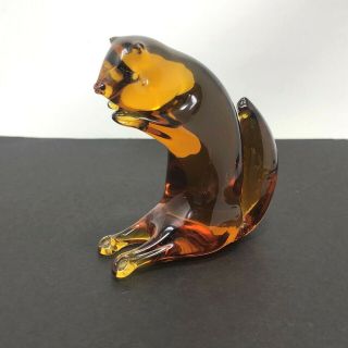 Amber Kanawha Dunbar Vintage Art Glass Squirrel Figurine Paperweight