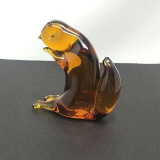 Amber Kanawha Dunbar Vintage Art Glass Squirrel Figurine Paperweight 2