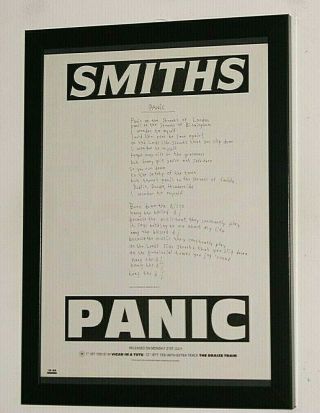 The Smiths Framed A4 1986 `panic` Single Band Promo Rare Art Poster