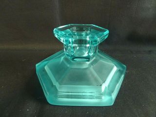 Vintage Art Deco Davidson Ice Blue Glass Vanity Set Candle Holder 2