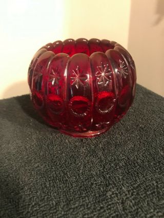 Fenton Glass For L G Wright Ruby Red Priscilla Rose Bowl