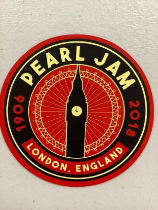 Pearl Jam London Sticker 6/19/2018 O2 Arena United Kingdom Eddie Vedder