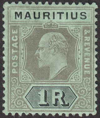 Mauritius 1910 King Edward Vii 1r Black On Green Sg192 Cat £23
