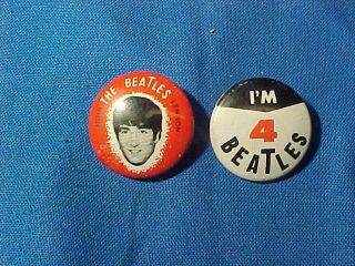 2 Orig 1964 Beatles Pinbacks John Lennon,  Im 4 Beatles Sealtab