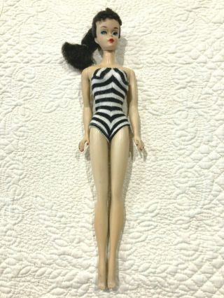 Gorgeous Vintage 3 Brunette Ponytail Barbie Doll With Factory Braid & Orig.  Ss