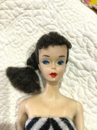 Gorgeous Vintage 3 Brunette Ponytail Barbie Doll with Factory Braid & Orig.  SS 2