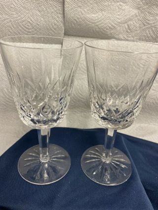 Waterford Lismore 2 Water Goblets 6 7/8” Tall Eight Oz.