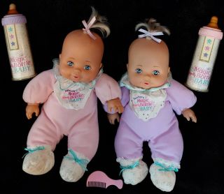 Vtg 1990 Tyco 13 " Magic Bottle Baby Newborn Twins Comb Bottles Work Rare L@@k