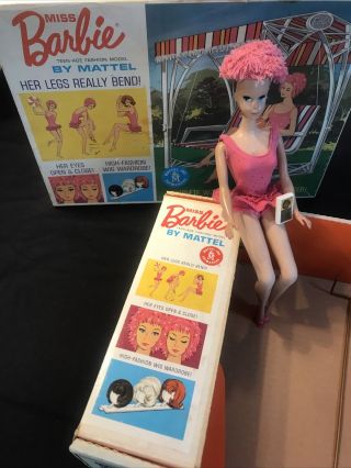 1963 Miss Barbie With Bendable Legs And Wigs,  Swim Cap