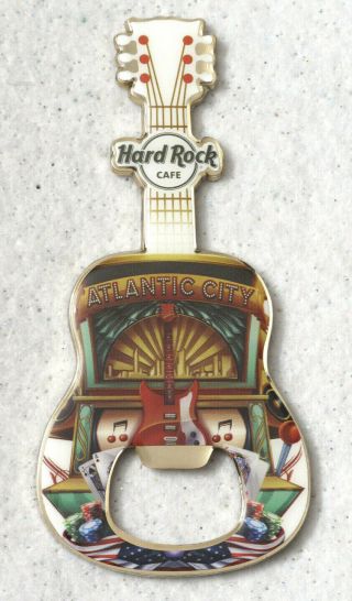 Hard Rock Cafe Atlantic City V14 Guitar Bottle Opener Magnet Closed Cafe