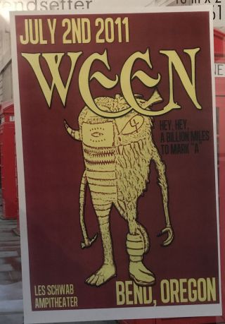 Ween - Boogish “ - Concert Poster - 7/2/2011 Bend,  Or - Les Ampitheater