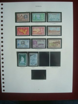 Tonga Postage Stamps 1953 - 1963 On 4 Album Pages – Qeii Hinged