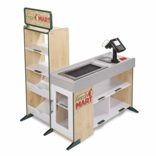 Wooden Grocery Store Conveyor Belt Card Swipe Machine Cash Drawer Kids Toy 3