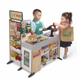 Wooden Grocery Store Conveyor Belt Card Swipe Machine Cash Drawer Kids Toy 6