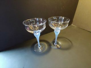 Mikasa Sea Mist Sapphire Blue Stem Champagne Sherbert Glass Set Of 2