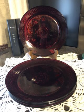 Luminarc Arcoroc Ruby Red Glass Dinner Plates - - Set Of 4 - - 10