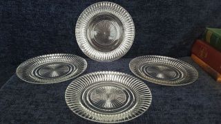 Set Of 4 Anchor Hocking Queen Mary Clear 8.  5 " Salad Plates - Immaculate