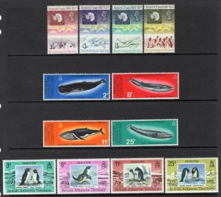 British Antarctic 1971 - 79 Treaty - Whales - Penguins 3 Better Sets Mnh
