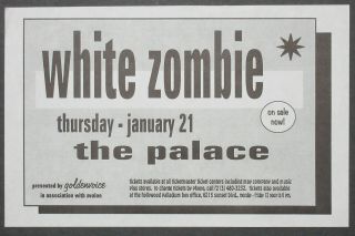 White Zombie The Palace Hollywood 1993 Punk Concert Flyer Rob La Sexorcisto