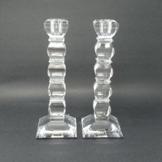 Mikasa Lead Crystal Candlesticks " Expose " 9 " Pair Candle Sticks Taper Holders