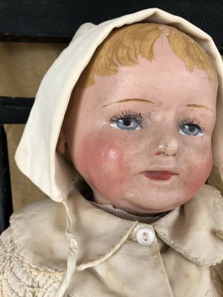 Antique Stamped Martha Chase Girl Doll Oil Cloth Magnificent OOAK 3
