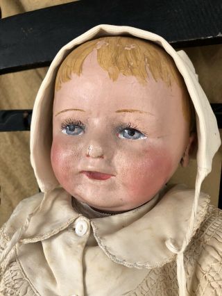 Antique Stamped Martha Chase Girl Doll Oil Cloth Magnificent OOAK 4