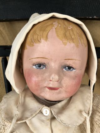 Antique Stamped Martha Chase Girl Doll Oil Cloth Magnificent OOAK 5