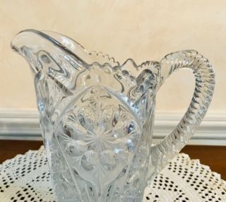 Circa 1906 Antique IMPERIAL GLASS - OHIO COSMOS EAPG 32 Ounce Water Pitcher FLORAL 2