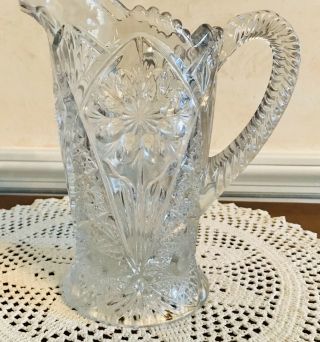 Circa 1906 Antique IMPERIAL GLASS - OHIO COSMOS EAPG 32 Ounce Water Pitcher FLORAL 3