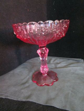 Fenton Art Glass Dusty Rose Pink - Footed Embossed Cabbage Roses Candy Dish