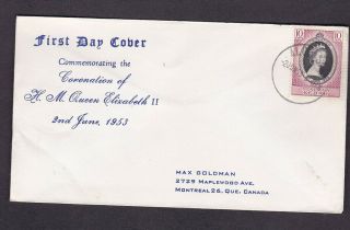 Malay State Of Kedah 1953 Fdc 1st Day Cover To Canada Qe Ii Coronation