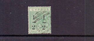 Cyprus 1886 Qv ½ On ½pi Emerald - Green 6mm Sg27 Cat £70