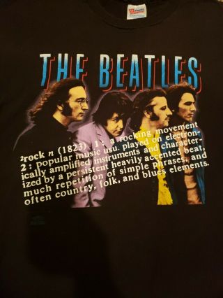 Vintage THE BEATLES Rock Definition XL Black T Shirt w/ 2 Sided Color Prints 2