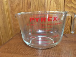 Vintage Pyrex 2 Quart 8 Cup Large Red Letter Glass Measuring Cup Mixing Bowl Usa