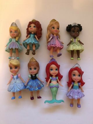 Disney Princess Mini Toddler Dolls 8 Figures 3 " Ariel Cinderella Elsa