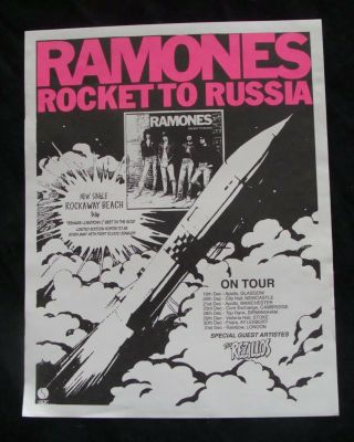 Ramones Rocket To Russia Album Tour Poster Record Store Promo