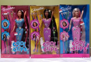 Mattel 1999 Cool Clips Barbie Teresa & Christie Rare Htf Nrfb