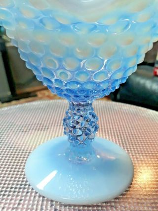 Vintage FENTON BLUE MOONSTONE OPALESCENT Hobnail Candy Dish / Compote 3
