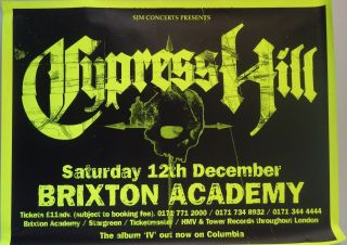 Album Poster Cypress Hill Live At Brixton Academy 1998 30x40 " Neon Huge