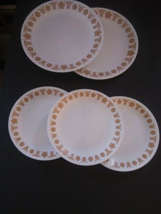 3 Vtg Corelle Butterfly Gold 8 1/2 " Lunch Plates,  2 10 1/4 " Dinner Plates,  Vgc